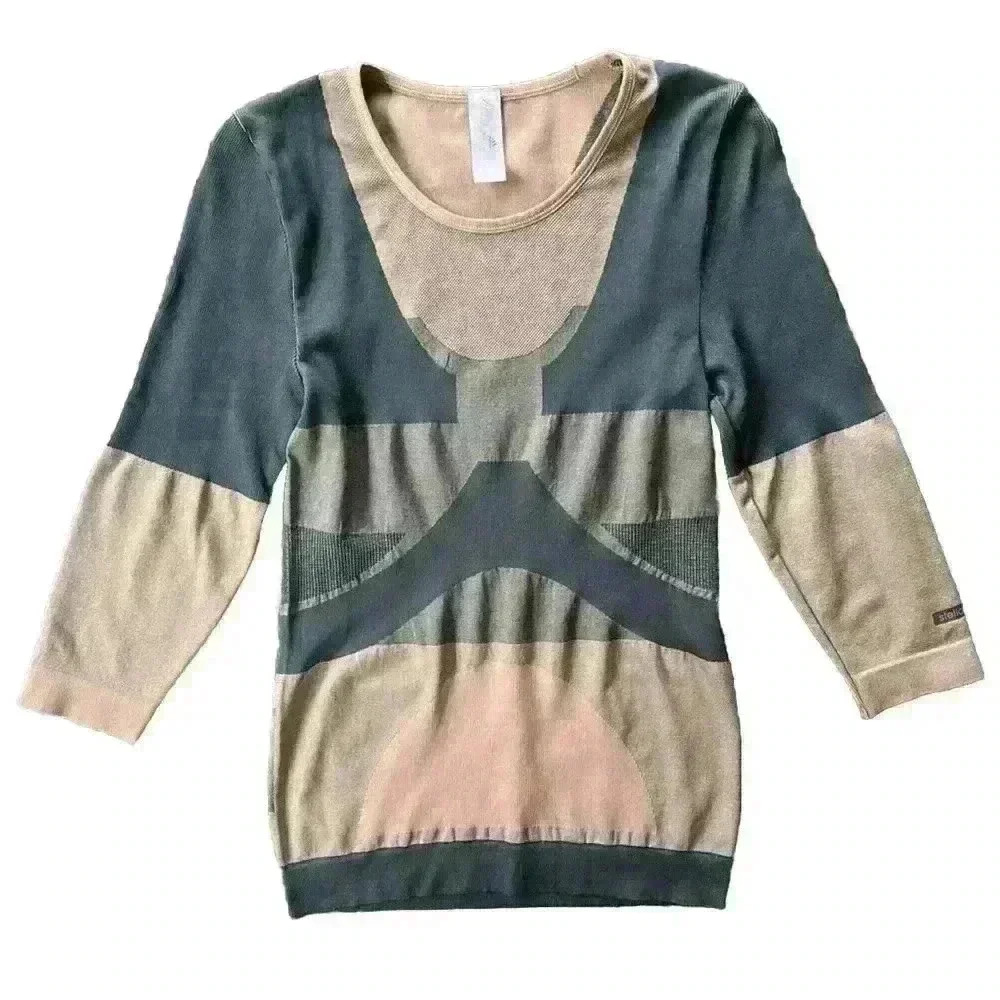 Stella McCartney Adidas Contour Top Sz Small 3/4 Sleeves Compression Pink Gray